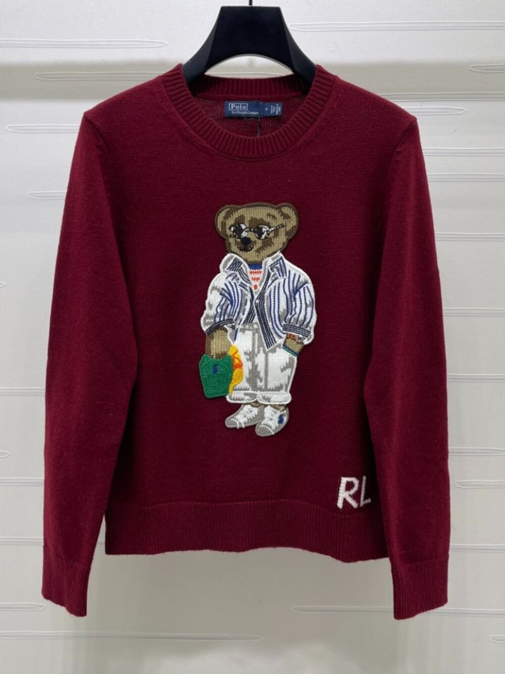 Polo Ralph Lauren Burgundy Polo Bear Crewneck Sweater